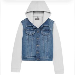 Boys Jean Jacket, Denim with grey sleeves and hood.  BNWT Size Small. DL 1961